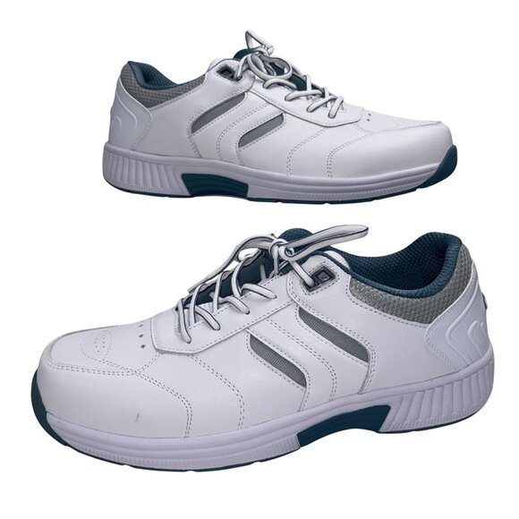 Orthofeet Mens Shoes Wide Fit US Size 11 2E White Leather Lace-Up Supportive - Picture 1 of 11